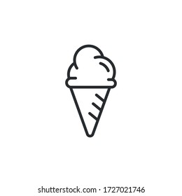 Minimal Ice Cream in Cone Icon - Symbol of refreshing Ice Cream - Vector