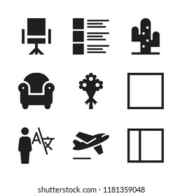 minimal icon. 9 minimal vector icons set. bouquet, cactus and geometry icons for web and design about minimal theme