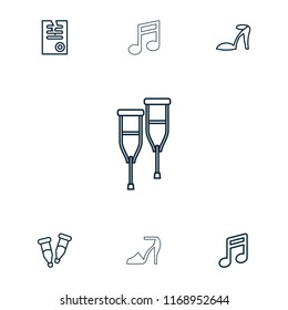 Minimal icon. collection of 7 minimal outline icons such as heel sandals, paper, note. editable minimal icons for web and mobile.