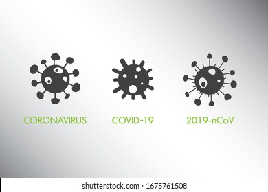 Minimal icon design with typology of 'COVID-19'. Coronavirus 2019. 