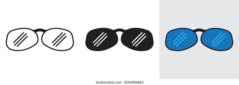 Minimal icon of fashionable glasses. Vector illustration of wear, eye, eyeglasses, accessory, eyesight, optical, lens,web icon and entertainment.