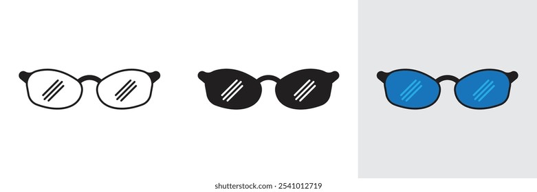 Minimal icon of fashionable glasses. Vector illustration of wear, eye, eyeglasses, accessory, eyesight, optical, lens,web icon and entertainment.