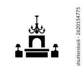 A minimal icon of a hotel lobby with a large chandelier, symbolizing luxury and hotel ambiance