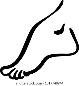 Minimal icon of low leg in line style, black contours of foot