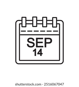 Calendário mínimo da página de ícones - 14 de setembro