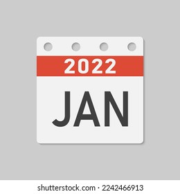 Minimal icon page calendar - 2022 January. Vector illustration symbol month of the year. Template pictogram for anniversary, celebrate, reminder, plan