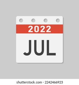 Minimal icon page calendar - 2022 July. Vector illustration symbol month of the year. Template pictogram for anniversary, celebrate, reminder, plan