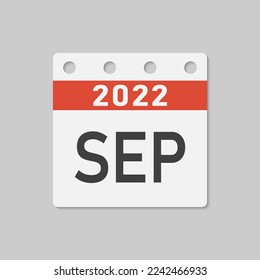 Minimal icon page calendar - 2022 September. Vector illustration symbol month of the year. Template pictogram for anniversary, celebrate, reminder, plan