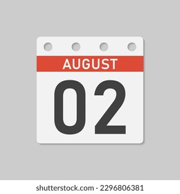 Minimal icon page calendar - 6 August. Vector illustration day of the month. 6th day of month Sunday, Monday, Tuesday, Wednesday, Thursday, Friday, Saturday. Template for anniversary, reminder, plan