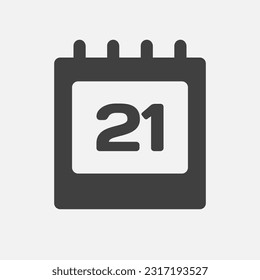 Minimaler Icon-Kalender - Nummer 21. Vektorgrafik Tag des Monats. 21. Tag des Monats Sonntag, Montag, Dienstag, Mittwoch, Donnerstag, Freitag, Samstag. Vorlage für Jubiläum, Erinnerung, Plan