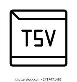 Minimal icon representing TSV tab-separated values document, suitable for structured datasets.