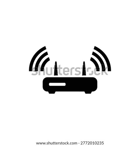 Minimal icon of router with signal waves representing internet for digital nomads