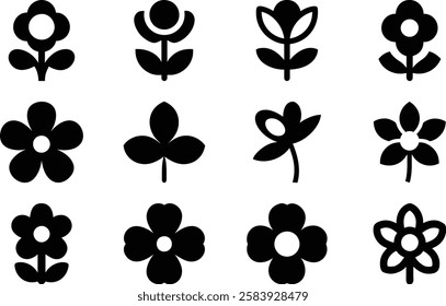  minimal icon set. Flower Icons Set