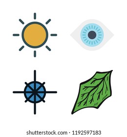 minimal icon set. vector set about brightness, leaf, composition and visibility icons set.