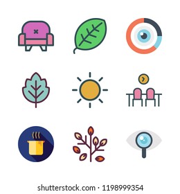 minimal icon set. vector set about leaf, workspace, leaves and pot icons set.