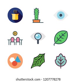 minimal icon set. vector set about leaf, workspace, geometry and cactus icons set.