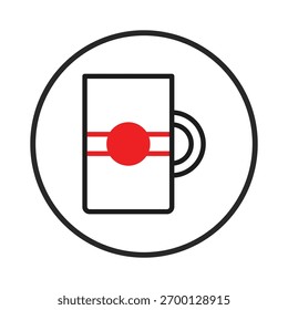 A minimal icon shows a mug in a circular frame design. The mug has a geometric appeal. Great for web design, branding, and logo creation, it conveys a sense of elegant simplicity and modern style.