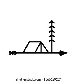 Minimal icons with camp, arrow and tree