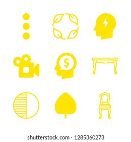 minimal icons set with more, analogic video camera and head vector set