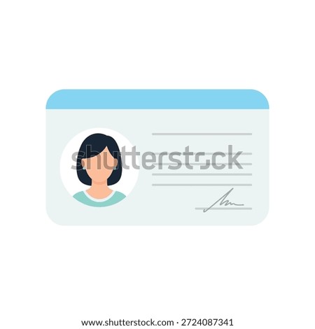 Minimal ID card color icon flat vector design isolated on white background