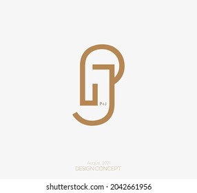 Letra de combinación de idea mínima P y J en diseño de logotipo para identidad, negocio y símbolo.