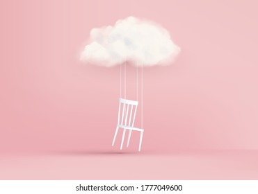 Minimal idea concept on 3D render vector Cloud background. Business in one direction and with one individual pointing in a different way. Business concept for new idea creativity & innovative solution