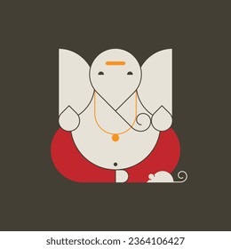 Minimale Illustration von Kinderlord Ganesha mit Maus 