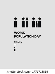 Minimal illustration, banner or poster of World Population Day. Vector