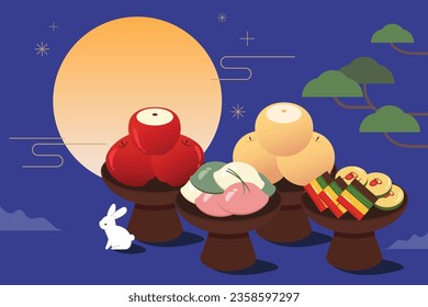 Minimal Illustration of Chuseok Ritual in Korea