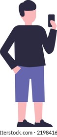 minimal illustration design concept
of man looking to mobile 