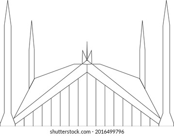 Una ilustración mínima de la mezquita Faisal ubicada en Islamabad, Pakistán. Esto es ampliamente conocido como el rostro e Identificar el hito de Islamabad
