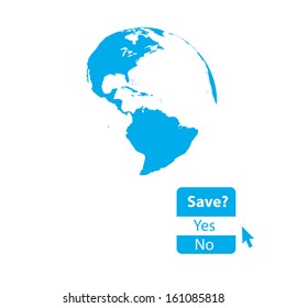 Minimal illustration of globe with question raising awareness. Highly detailed.