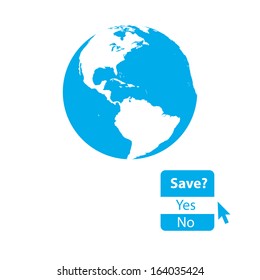 Minimal illustration of globe with question raising awareness. Highly detailed.