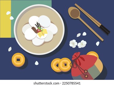 Minimal illustration of Korean New Year's holiday food