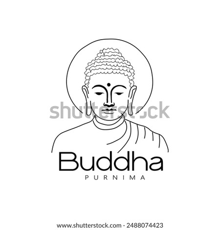 Minimal illustration of Lord Buddha with text Buddha Purnima