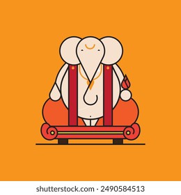 minimal illustration of lord Ganesha, logo Ganesha  