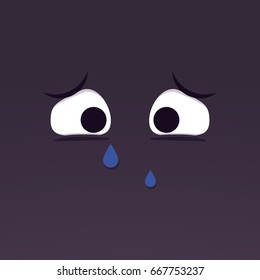 Minimal illustration using only the eyes to represent sadness. Vector art