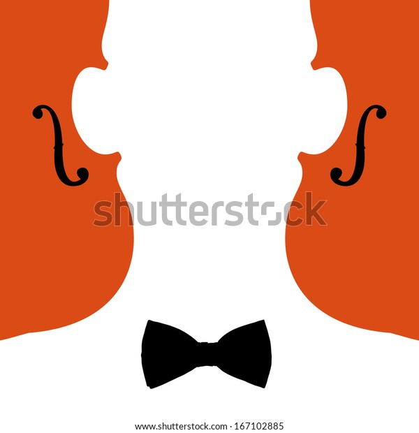 Minimal illustration of violinist and violins in negative space style