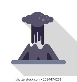 Minimal illustration of a volcano erupting, featuring a large ash cloud above the mountain