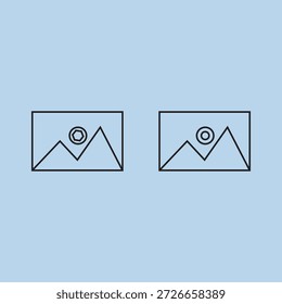 Minimal Image Gallery Icon Set, Photo Placeholder Outline Vector Illustration