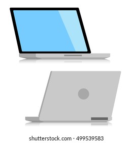 Minimal incline 120 degree Laptop isolated on white background. blank screen. empty space. Flat design for business financial marketing banking advertising commercial in minimal concept illustration