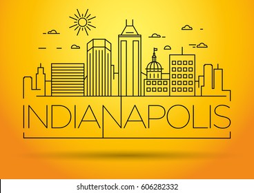 Minimal Indianapolis Linear City Skyline with Typographic Design