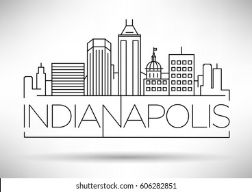 Minimal Indianapolis Linear City Skyline with Typographic Design