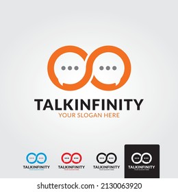 minimal infinity chat logo template - vector illustration