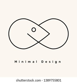 Minimal infinity logo on a cream background vector