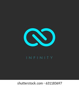 Minimal infinity vector logo illustration on black background