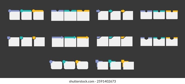 minimal Infographic 3 element vector set