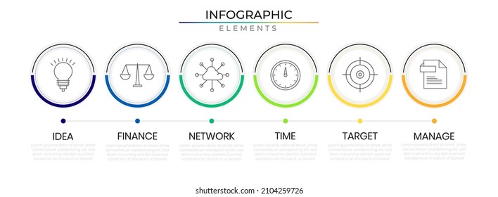 Minimal Infographic business network concept design vector with icons. Circular milestone project plan template for presentation and report.