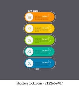 Minimal infographic can be used for workflow layout, diagram, number options, web design. Infographic business concept with 5 option, parts, steps or processes. Abstract background.