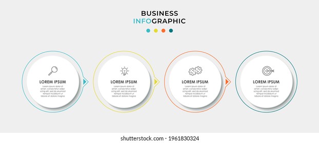 Minimal Infographic circle label design business vector template with icons and 4 options or steps. Can be used for process diagram, presentations, workflow layout, banner, flow chart, info graph